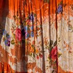 Vintage Y2K 90s Boho Maxi Skirt Tiered Ruffle Floral Macrame Gauzy Rayon India M Orange Size M Photo 2