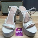 Chinese Laundry Women's 10 M White Leather Block Heel Open Toe Platform Sandals Photo 0