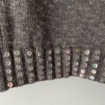 Oleg Cassini  Nordic Grey Wool Blend Full Zip Metallic Sequin Sweater Medium Photo 3