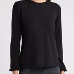 Caslon NWOT  Black Ruffle Detail Long Sleeve Blouse Photo 0