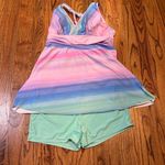 Pastel Striped Women's Swim Dress with boy‎ shorts size 2XL Pink Photo 0