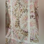 Land’s End Women's Tunic Top Long Sleeve V Neck Pink Brown Tie Photo 3