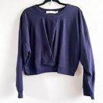 Bishop and Young Sweatshirt Navy Blue Cozy Front-Knot Crewneck Long-Sleeve XL EUC Photo 2