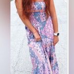 Abel the label  Floral Boho Smocked Tiered Ruffle Hem Maxi Dress Size Medium Photo 0