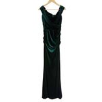Rickie Freeman Teri Jon Emerald Green Velvet Off the Shoulder Long Column Gown 6 Photo 1