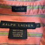 Ralph Lauren  Pink Green Multi Color Striped Button Down Top Size 2 Preppy Photo 5
