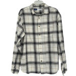 Old Navy Womens Linen Blend Everyday Shirt Plaid Button Up Black White Size L Photo 0