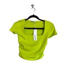 ZARA NWT  SIDE RUCHED CROP TOP SQUARE NECKLINE LIME GREEN Small Photo 5