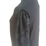 CeCe  Mixed Media Sweater M Black Sheer Floral Sleeve Cotton Knit Top Photo 1