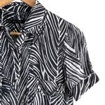 ZARA 100% Linen Zebra Print Mini Shirt Dress Short Sleeves Black White, Size XS Photo 4