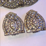 Angel Brand Elegant Vintage Silver Tone Rhinestone Brooch Earrings Jewelry Set Photo 3