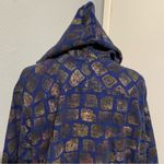 Alain Murati Studio Women Blue Gold Oversized 100% Linen Shacket with Hoodie M Size M Photo 9