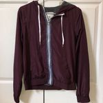 NWOT ZINE Medium Zip Up Aztec Maroon Jacket White Photo 0