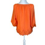 Fig & Flower Womens Boho Peasant Top Orange 3/4 Sleeve Lace Eyelet Lightweight Size undefined Photo 3