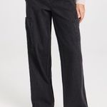 Vince  Washed Black Cargo Utility Denim Wide Leg Jean Pants Photo 3