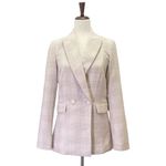 House of Harlow 1960 Long Double Breasted Blazer Cream & Tan Glen Plaid Size XS Photo 2