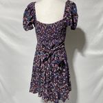 Band Of The Free New Floral Print Crossover Waist Mini Dress Purple Size Medium Photo 12