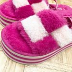 Mudd Stormy Fuchsia/White Fuzzy Elastic Slingback Slides Platform Slippers Sz 9 Photo 8