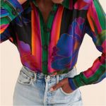 Farm Rio  Flower Season Scarf Top by Anthropologie Photo 5