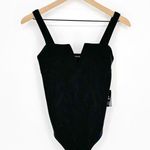 EXPRESS NEW V Wire One Piece Bodysuit Ribbed Thong Bottom Black Women's XS Photo 1