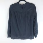 Everlane  The Double-Gauze Shirred Top Cotton High Neck Long Sleeve Black 6 Photo 3