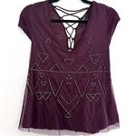 Forever 21 Burgundy Top with Beaded Details Photo 0