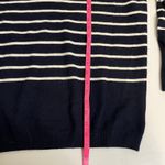 Pure Collection 100% Cashmere Sweater Striped V Neck Navy Blue White Women 8/10 Photo 4