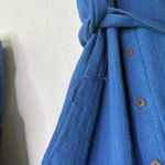Veronica Beard  Blue Tie Waist Button Down Dress Photo 7