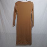 Iris Elegant Tan Long Sleeve Bodycon Midi Dress Neutral Size Small Photo 6