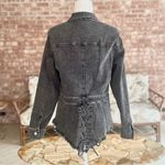 Venus  Jacket Top Denim Lace up Back Grey Fray Hem Distressed Asymmetrical 10/12 Photo 8