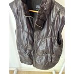 ZARA  Dark Brown Faux Leather Puffer Vest Size XS-S Photo 3