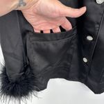 Nadine Merabi Top Womens XL Black Silk Touch Polyester Feather Cuffs Whimsigoth Photo 3