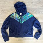 Aerie Navy Tropical Panel Zip Up Hoodie Size M Photo 2