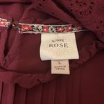 Knox Rose Y2K  Women Boho Top L Maroon‎ Ruffle Eyelet Babydoll Cottage Romantic Photo 1
