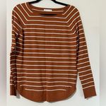 Staccato  size small round hem burnt orange striped sweater long sleeve boat neck Photo 0