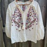 Sundance Cream Blouse with Floral Embroidery White Size XS Photo 0