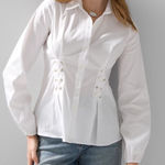 White House | Black Market NWT BHWM Grommet Poplin Shirt Photo 0