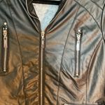 Black Faux Leather Fur Lined Jacket. P2P 20”, Length 22” Size Large NWT Photo 6