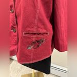 D & Co Red Denim Floral Print 3 Button Jacket. 2 Small Front Pockets Sz 3X. Photo 4