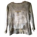 Y2K Cactus Italy Graphic Gemstone 3/4 Sleeve Top Size Medium Blue Photo 1