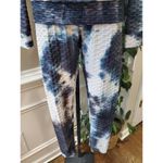 Women's Navy Tie Dye Polyester Casual Leggings Yoga Pant & Jacket 2 Pcs Set L/XL Blue Photo 3