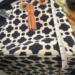 Spartina 449  River Molly Drawstring Bucket Bag Linen and Leather Blue and White Photo 7