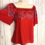 Cloud Chaser 🆕 Floral embroidered red swing top blouse Photo 3