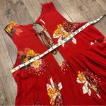 Free People  Lovely Day Red Floral Tie Front Tunic Mini Dress S Boho Flowy Boxy Photo 6
