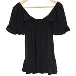 Abercrombie & Fitch Womens Black Mini Puffer Sleeve Ruffle Dress Size XS Petite Photo 1
