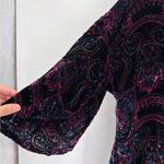 Free People Boho Velvet Burnout hippie Y2K Kimono Fringe Cardigan Festival Paisley One Size Photo 5