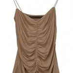 ENZA COSTA RUCHED CAMISOLE TOP SMALL DK NUDE VISCOSE LYCRA STRETCH TANK NWOT Tan Photo 0