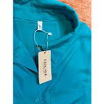 Ekouaer NWT  Teal Button Front Long Sleeve Shirt Dress Size XL Photo 1