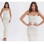 House Of CB  'Solana' Ivory Sequin Pleat Maxi Dress white NWOT size Small Photo 15