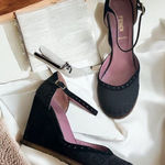 Fendi Black Vintage Logo Sandals Wedges Size 38 / US 8 Photo 0